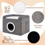 Sulankstomas dviaukštis kačių namelis su sizalio draskykle (Pilka) – Paveikslėlis 5