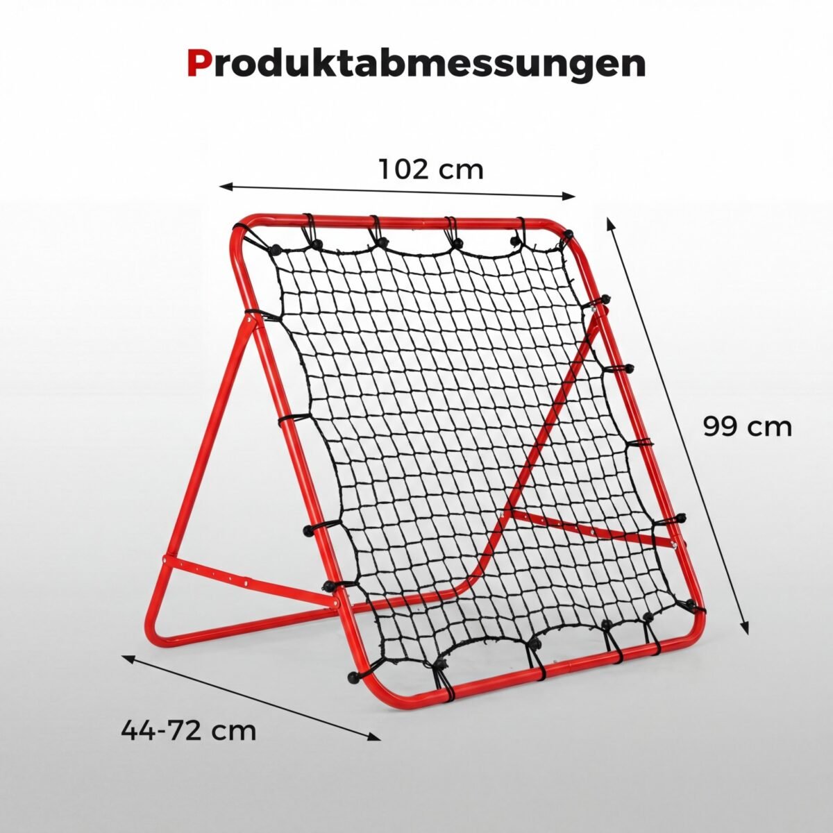 Sulankstomas futbolo atšokimo treniruoklis su 5 reguliuojamais kampais (Raudona)