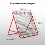 Sulankstomas futbolo atšokimo treniruoklis su 5 reguliuojamais kampais (Raudona)