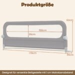 Sulankstomas ir reguliuojamas lovos apsaugos turėklas kūdikiams ir vaikams 178 cm (Pilka) – Paveikslėlis 5