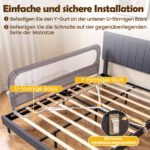 Sulankstomas ir reguliuojamas lovos apsaugos turėklas kūdikiams ir vaikams 178 cm (Pilka) – Paveikslėlis 3