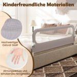 Sulankstomas ir reguliuojamas lovos apsaugos turėklas kūdikiams ir vaikams 178 cm (Pilka) – Paveikslėlis 4