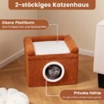 Sulankstomas kačių namelis su sizalio draskykle ir minkšta pagalve (Ruda) – Paveikslėlis 3