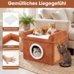 Sulankstomas kačių namelis su sizalio draskykle ir minkšta pagalve (Ruda) – Paveikslėlis 4