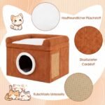 Sulankstomas kačių namelis su sizalio draskykle ir minkšta pagalve (Ruda) – Paveikslėlis 5