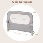 Sulankstomas lovos apsauginis turėklas su nuimamu Oksfordo audinio užvalkalu 80 x 60 cm (Pilka) – Paveikslėlis 2