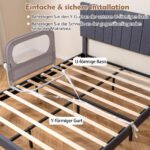 Sulankstomas lovos apsauginis turėklas su nuimamu Oksfordo audinio užvalkalu 80 x 60 cm (Pilka) – Paveikslėlis 3