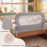 Sulankstomas lovos apsauginis turėklas su nuimamu Oksfordo audinio užvalkalu 80 x 60 cm (Pilka) – Paveikslėlis 4