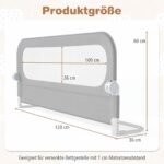 Sulankstomas lovos apsaugos barjeras su nuimamu Oksfordo audinio užvalkalu 120 cm (Pilka) – Paveikslėlis 2