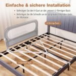 Sulankstomas lovos apsaugos barjeras su nuimamu Oksfordo audinio užvalkalu 120 cm (Pilka) – Paveikslėlis 3