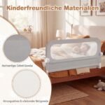 Sulankstomas lovos apsaugos barjeras su nuimamu Oksfordo audinio užvalkalu 120 cm (Pilka) – Paveikslėlis 4