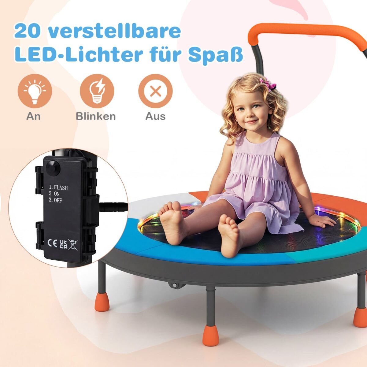 Sulankstomas mini batutas vaikams su LED apšvietimu (Šviesiai mėlyna) – Paveikslėlis 4