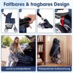 Sulankstomas naminių gyvūnėlių vežimėlis su orui pralaidžiu tinkleliu (Mėlyna)