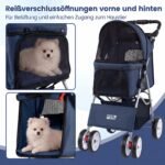 Sulankstomas naminių gyvūnėlių vežimėlis su orui pralaidžiu tinkleliu (Mėlyna) – Paveikslėlis 2