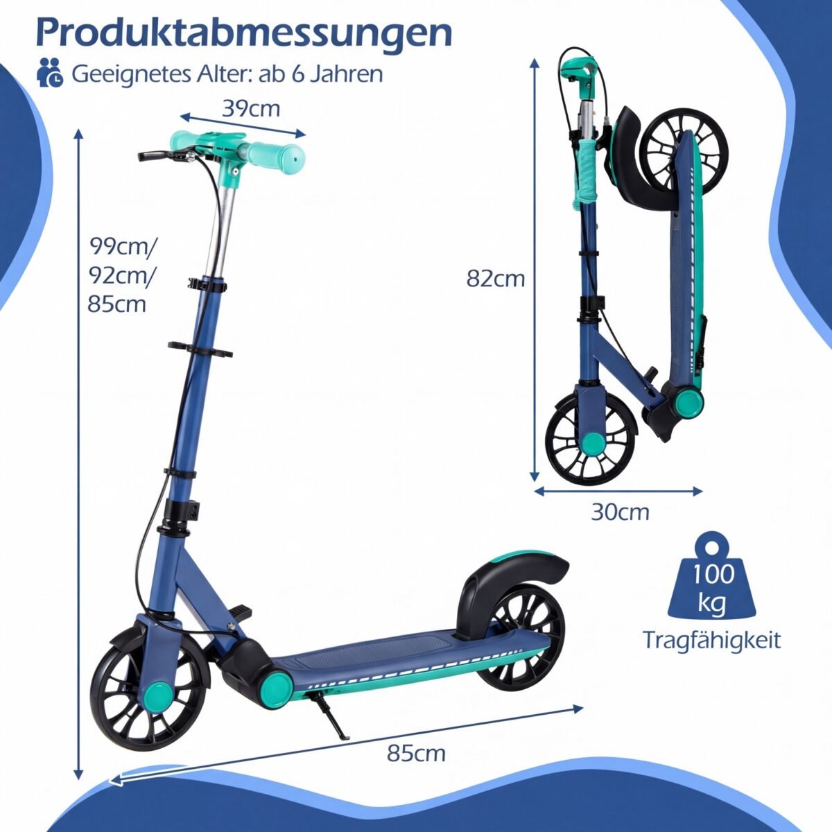 Sulankstomas paspirtukas su reguliuojamu aukščiu ir šviečiančiais ratais (Žalia) – Paveikslėlis 2