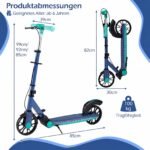 Sulankstomas paspirtukas su reguliuojamu aukščiu ir šviečiančiais ratais (Žalia) – Paveikslėlis 2