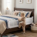 Sulankstomas reguliuojamo aukščio apsauginis lovos barjeras vaikams 120 (Balta) – Paveikslėlis 3