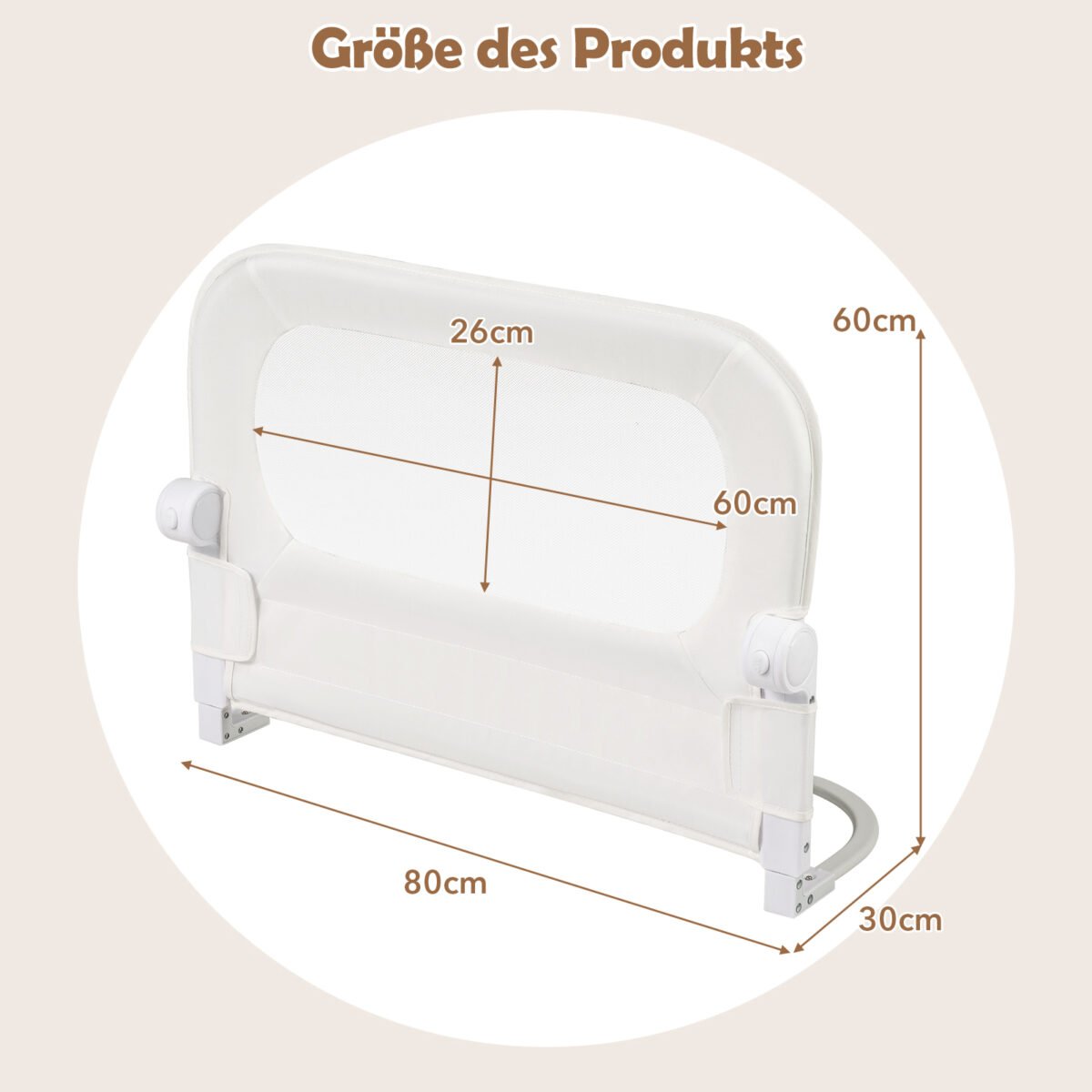 Sulankstomas reguliuojamo aukščio lovos apsaugos turėklas 60 cm (Balta) – Paveikslėlis 2
