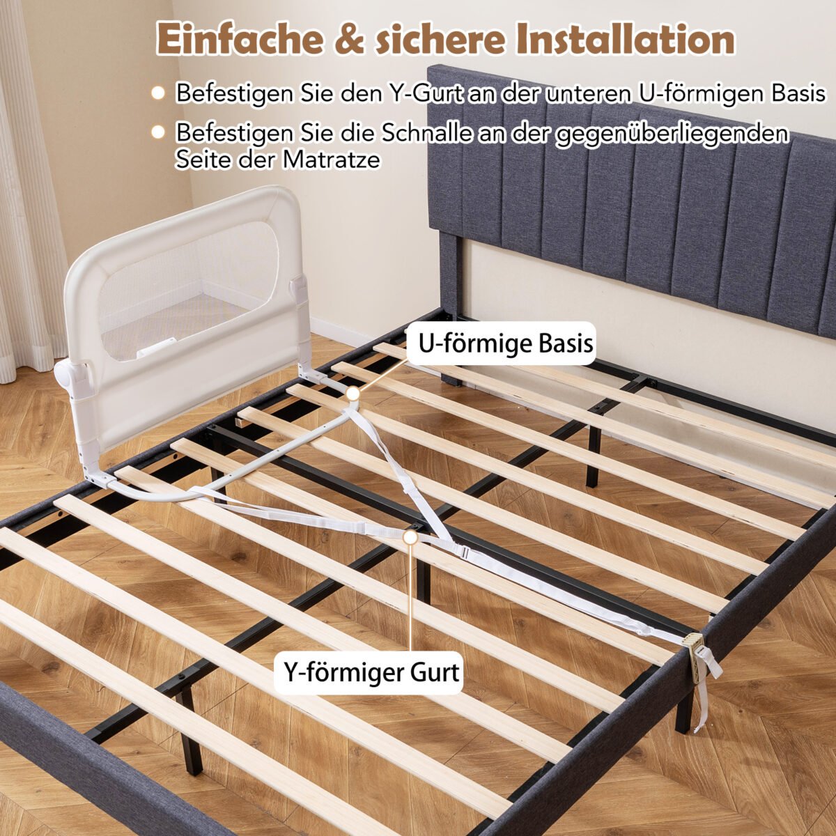 Sulankstomas reguliuojamo aukščio lovos apsaugos turėklas 60 cm (Balta) – Paveikslėlis 3