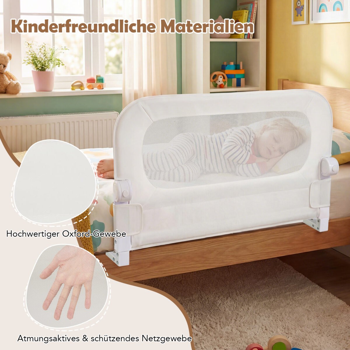 Sulankstomas reguliuojamo aukščio lovos apsaugos turėklas 60 cm (Balta) – Paveikslėlis 4