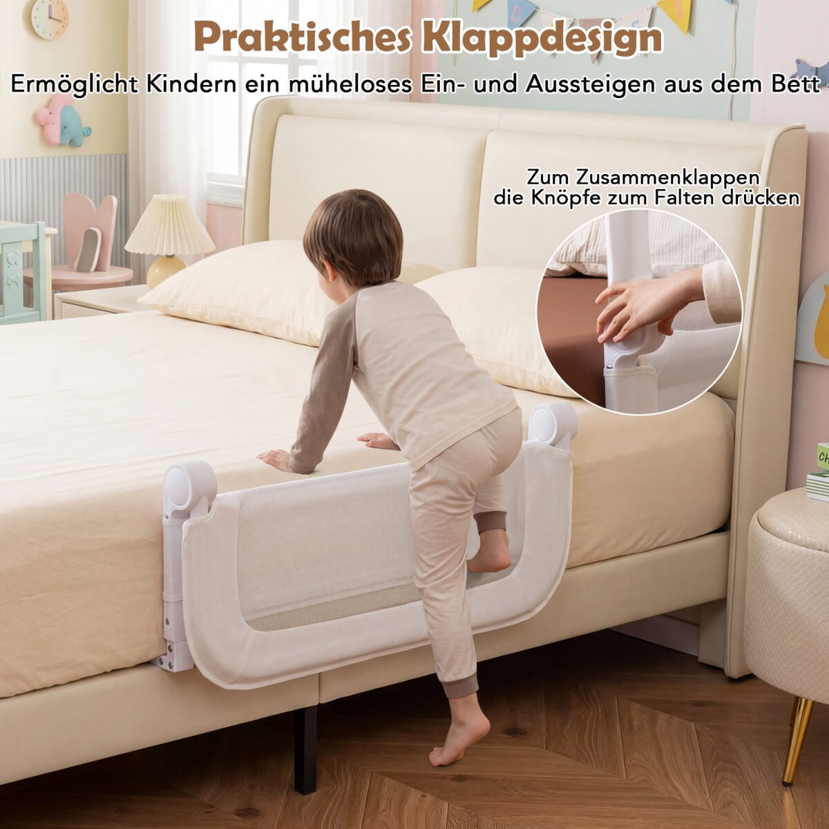 Sulankstomas reguliuojamo aukščio lovos apsaugos turėklas 60 cm (Balta) – Paveikslėlis 5