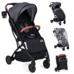 Sulankstomas vaikiškas vežimėlis su reguliuojama nugarėle ir pakoju (Pilka)