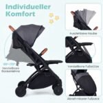 Sulankstomas vaikiškas vežimėlis su reguliuojama nugarėle ir pakoju (Pilka) – Paveikslėlis 4