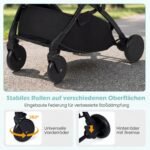 Sulankstomas vaikiškas vežimėlis su reguliuojama nugarėle ir pakoju (Pilka) – Paveikslėlis 5