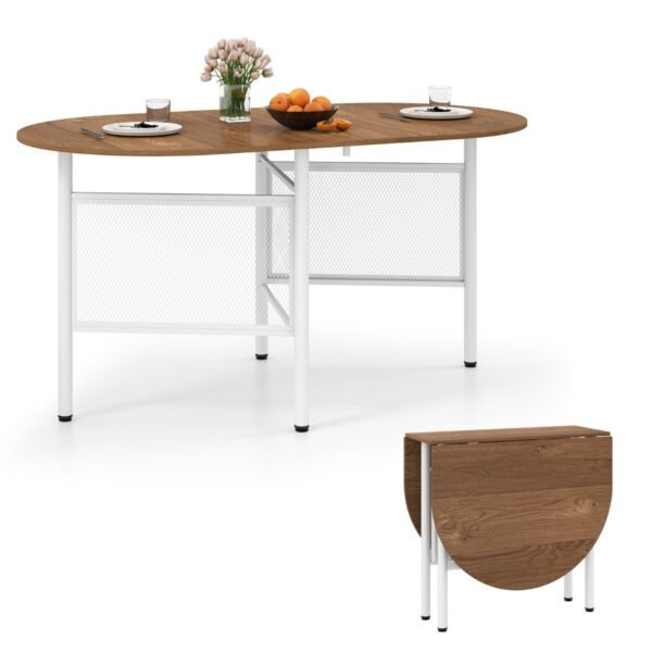 Sulankstomas valgomasis stalas 6-8 asmenims su erdvės taupymo funkcija (Natūrali)