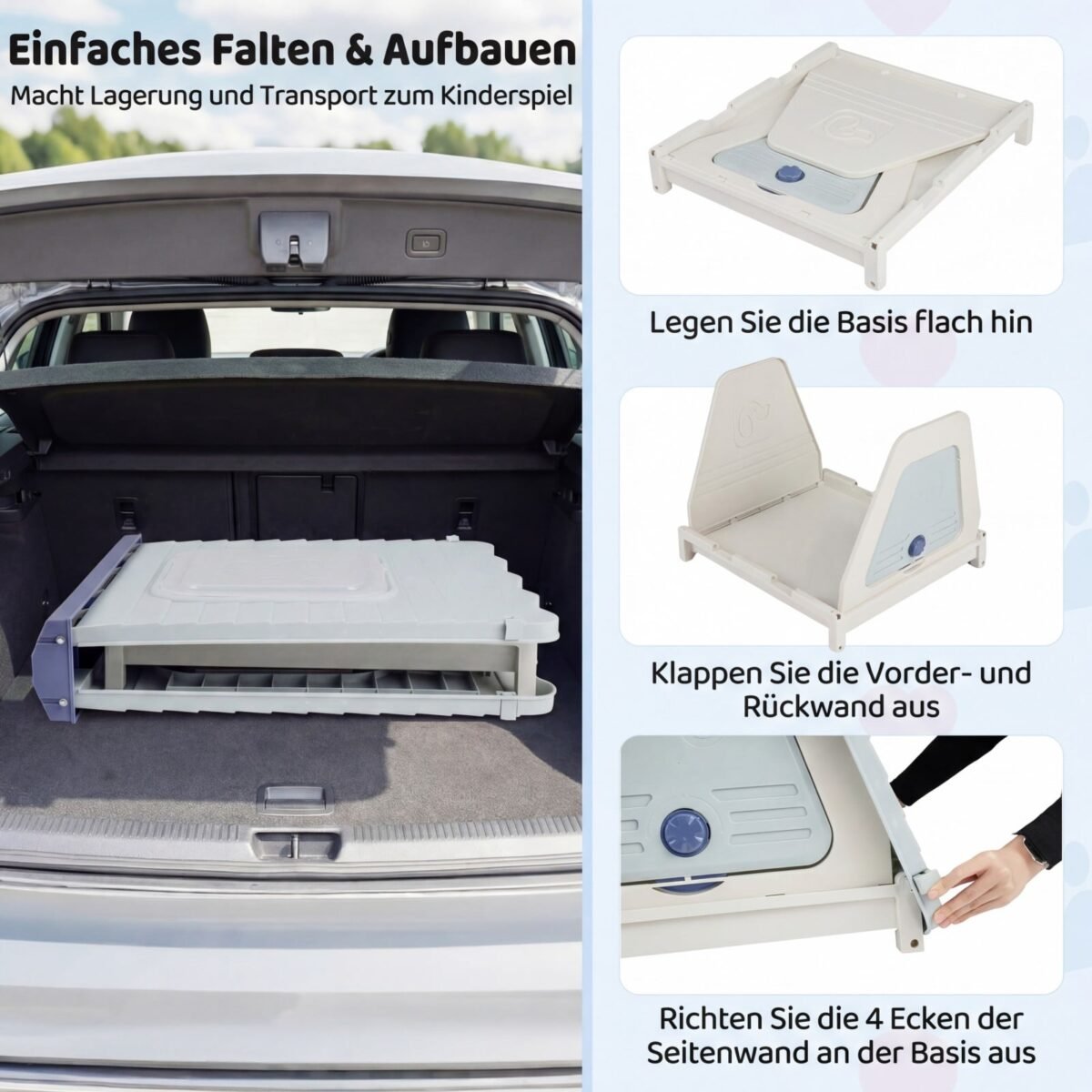 Sulankstomas vandeniui atsparus plastikinis šunų namelis mažiems ir vidutinio dydžio šunims (Mėlyna) – Paveikslėlis 3