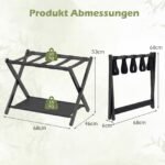 Sulankstomi bambukiniai lagaminų stovai su dviem laikymo lygiais (2 vnt.) (Juoda) – Paveikslėlis 2