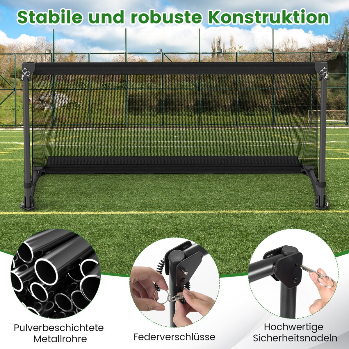 Sulankstomi futbolo vartai su tvirtu metaliniu rėmu (Juoda) – Paveikslėlis 5