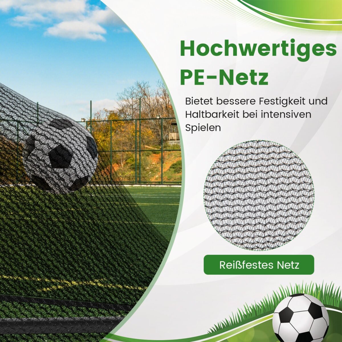 Sulankstomi futbolo vartai su tvirtu metaliniu rėmu ir atspariu PE tinklu (Juoda) – Paveikslėlis 3