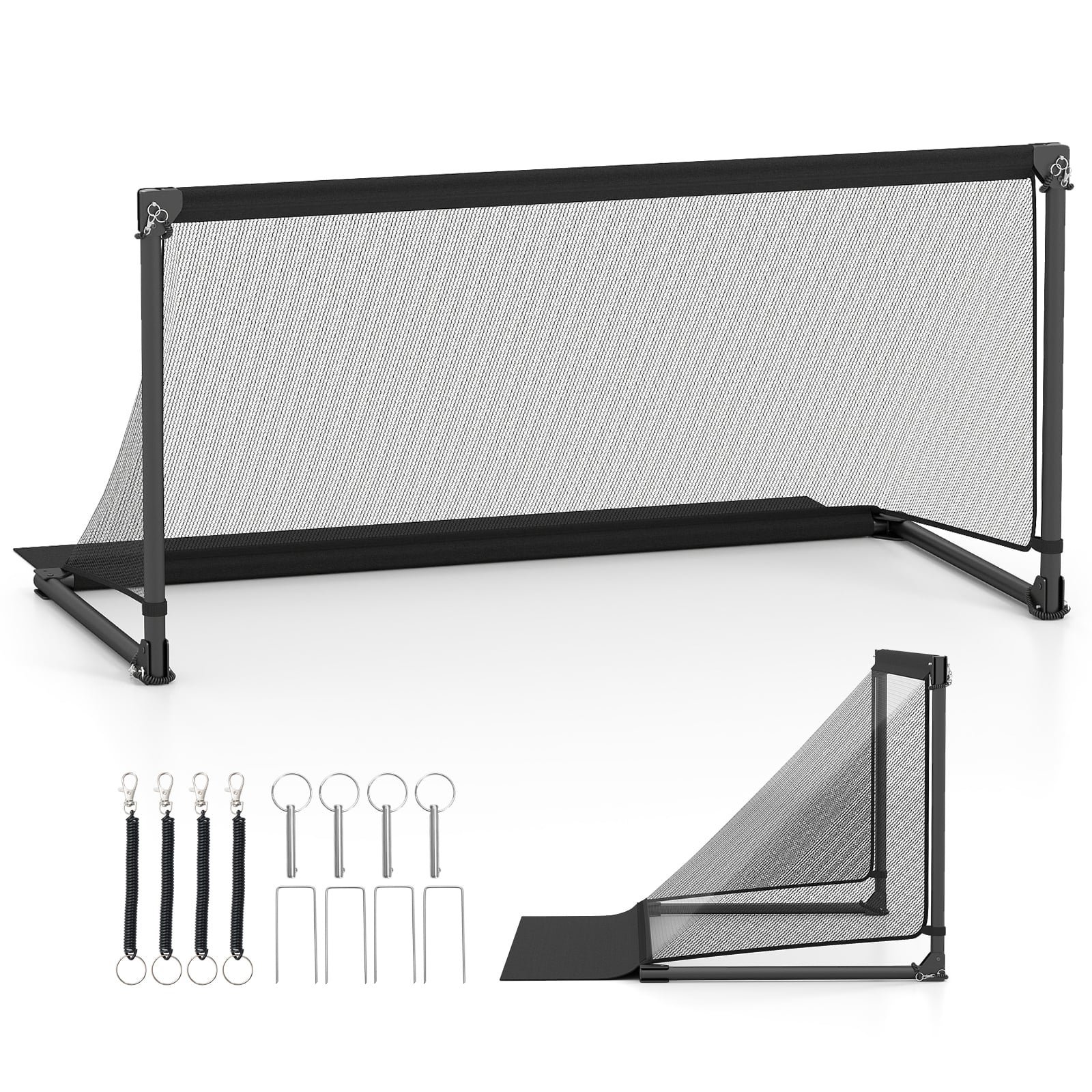 Sulankstomi futbolo vartai su tvirtu metaliniu rėmu ir atspariu PE tinklu (Juoda)