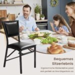 Sulankstomos paminkštintos valgomojo kėdės su metaliniu rėmu (Juoda) – Paveikslėlis 3