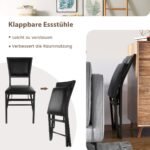 Sulankstomos paminkštintos valgomojo kėdės su metaliniu rėmu (Juoda) – Paveikslėlis 4