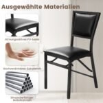 Sulankstomos paminkštintos valgomojo kėdės su metaliniu rėmu (Juoda) – Paveikslėlis 5