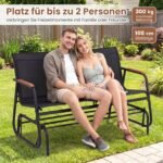 Sūpuojamas sodo suolas 2 asmenims su tikmedžio porankiais (Juoda) – Paveikslėlis 4