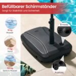 Terasos skėčio stovas su ratukais užpildomas vandeniu ir smėliu (Juoda) – Paveikslėlis 5