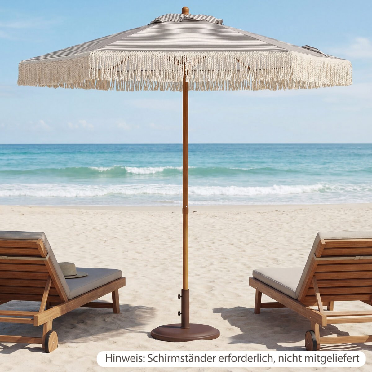 Terasos skėtis su kutais 2 metrų skersmens (Pilka) – Paveikslėlis 2