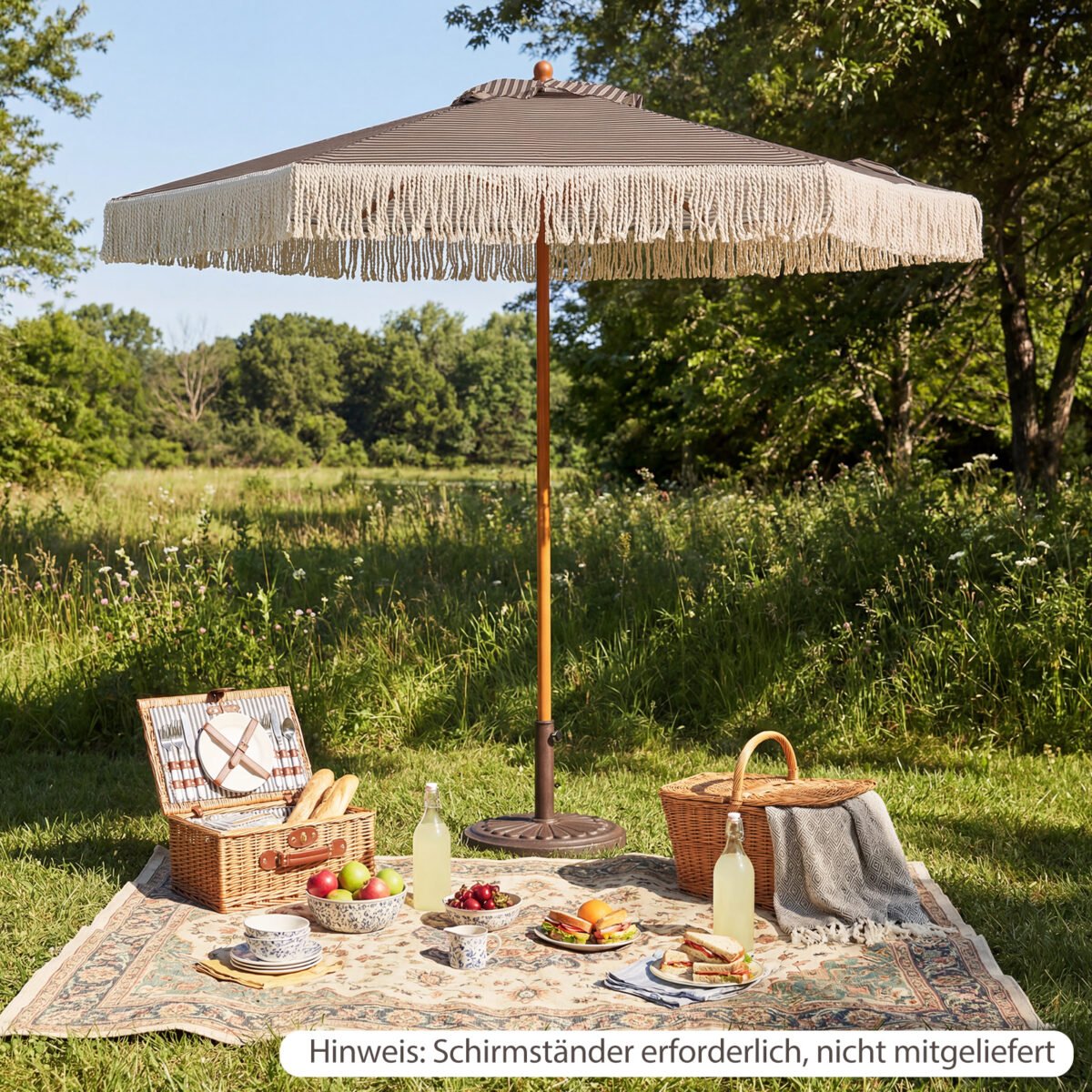 Terasos skėtis su kutais 2 metrų skersmens (Pilka) – Paveikslėlis 3