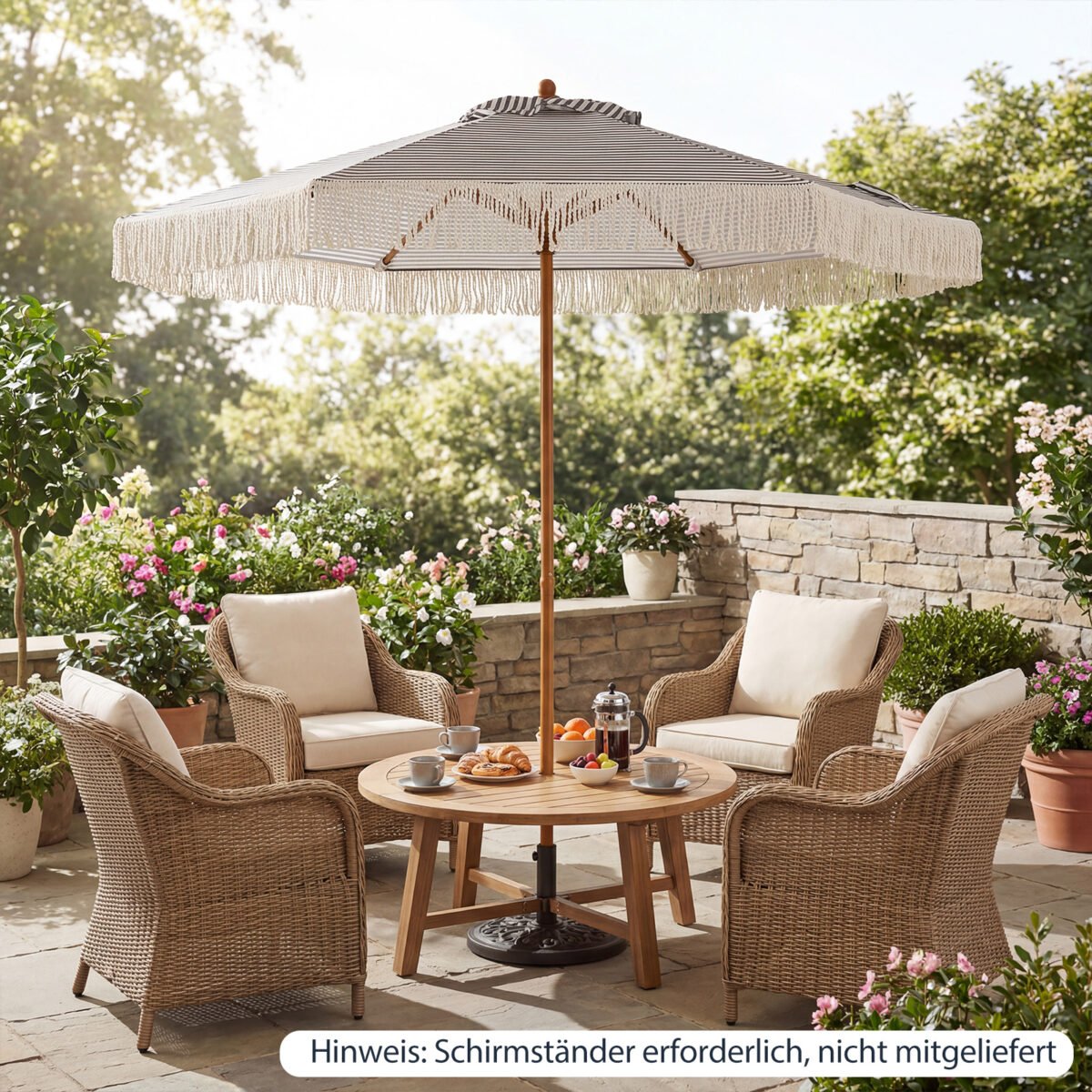 Terasos skėtis su kutais 2 metrų skersmens (Pilka) – Paveikslėlis 4