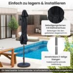 Terasos skėtis su rankeniniu mechanizmu ir reguliuojamu pasvirimo kampu (Juoda) – Paveikslėlis 3