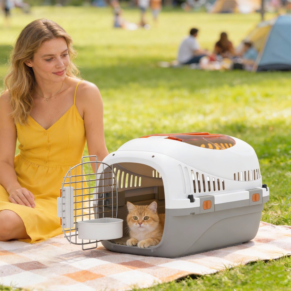 Transporteris gyvūnams iki 4 kg su viršutine anga ir maisto dubenėliu – Paveikslėlis 2