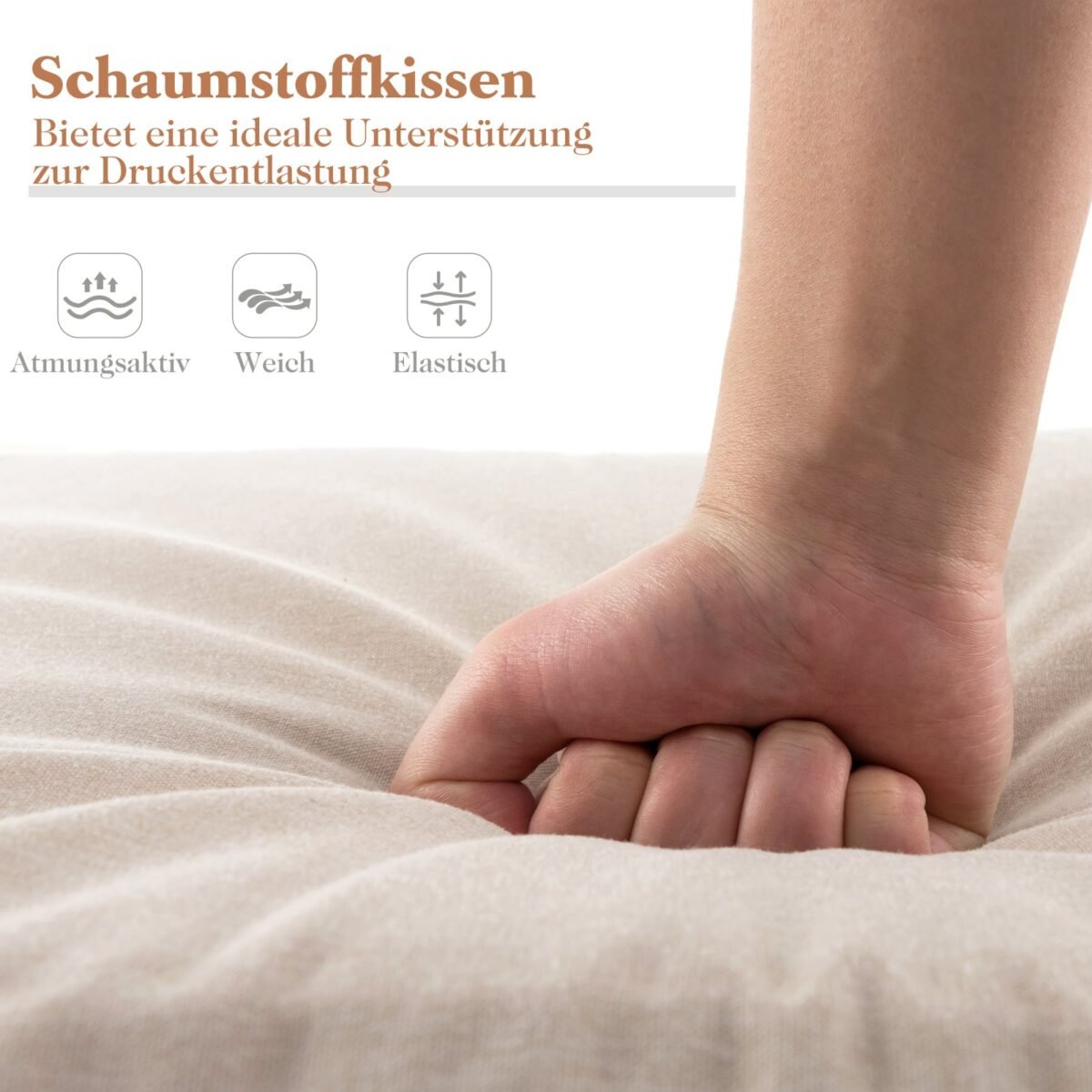 Trigubai sulankstoma lauko gulto pagalvėlė su tvirtinimo dirželiais (Balta) – Paveikslėlis 2