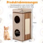 Trijų aukštų kačių draskyklė-bokštas su sizalio draskymo lenta (Smėlio spalva) – Paveikslėlis 2