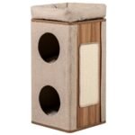 Trijų aukštų kačių draskyklė-bokštas su sizalio draskymo lenta (Smėlio spalva)