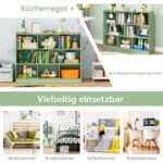 Trijų aukštų knygų lentyna su 8 atvirais skyriais ir apsauga nuo apvirtimo (Žalia) – Paveikslėlis 5