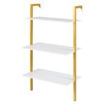 Trijų lygių sieninė lentyna su metaliniu rėmu (Balta)