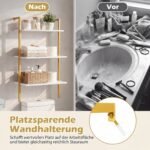 Trijų lygių sieninė lentyna su metaliniu rėmu (Balta) – Paveikslėlis 3